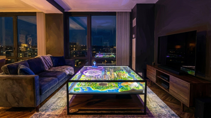 Battle Table LED coffee table in a living room